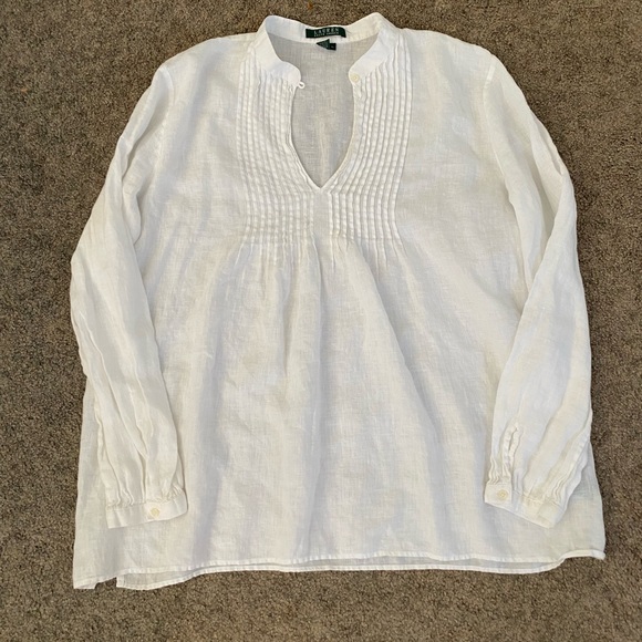 Ralph Lauren Womens White linen Casual Button Down Shirt size XL - Picture 1 of 3